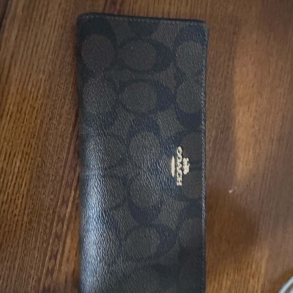Coach Signature Black and Brown Long Wallet - Picture 1 of 3